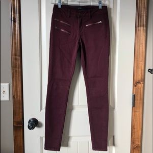 Burgundy skinny jeans